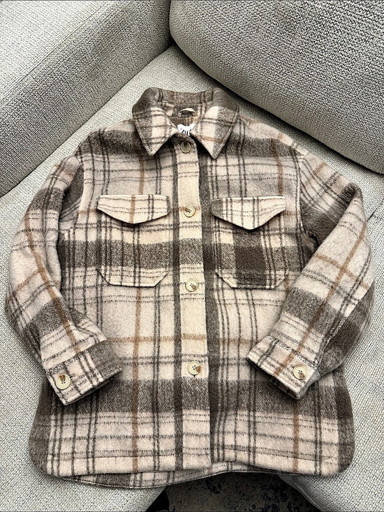 Zara Jackets & Blazers - Zara Plaid Wool Jacket in Brown & Cream Like New